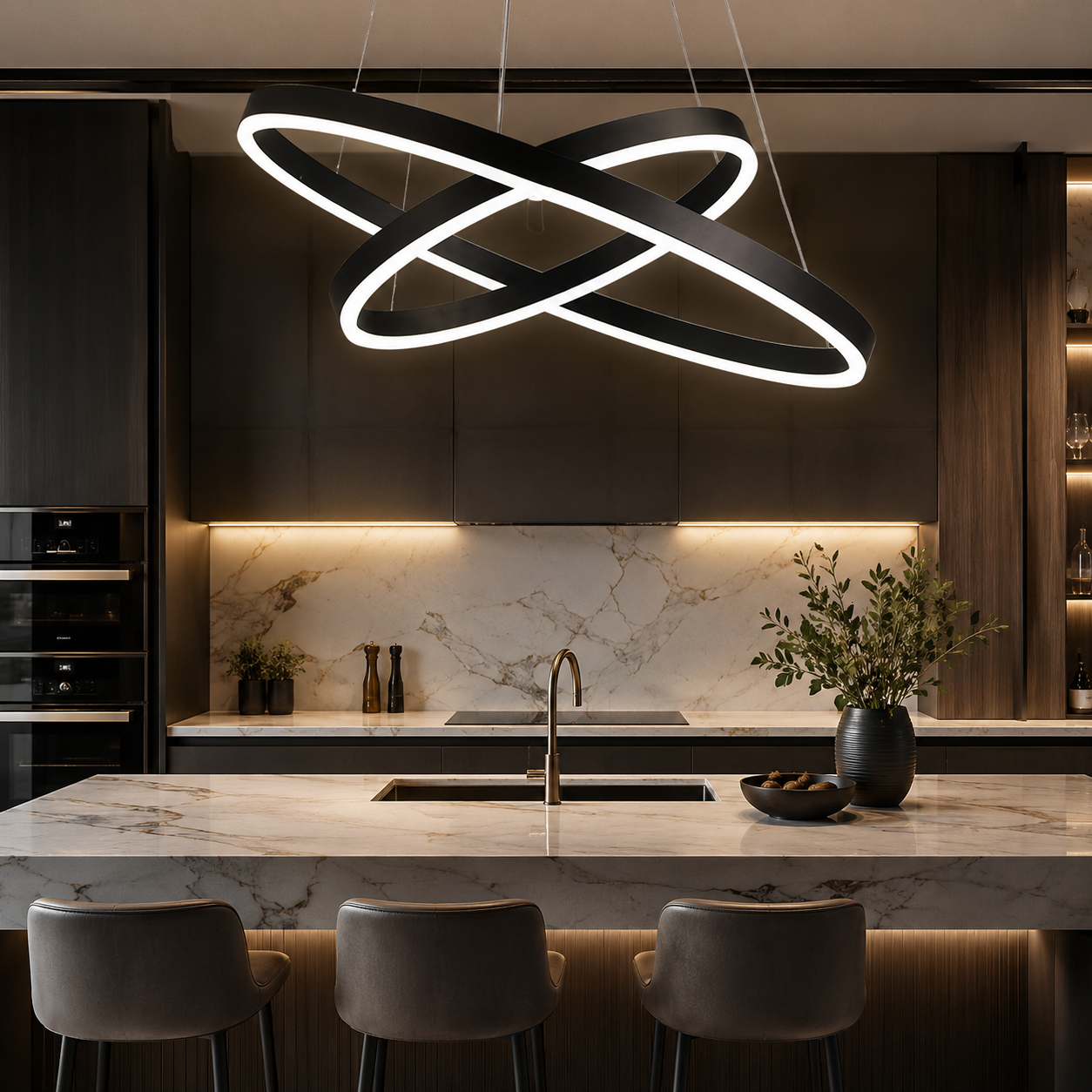 Lustra LED WONDERLAND Black 2 Segmente Echivalent 400W Telecomanda
