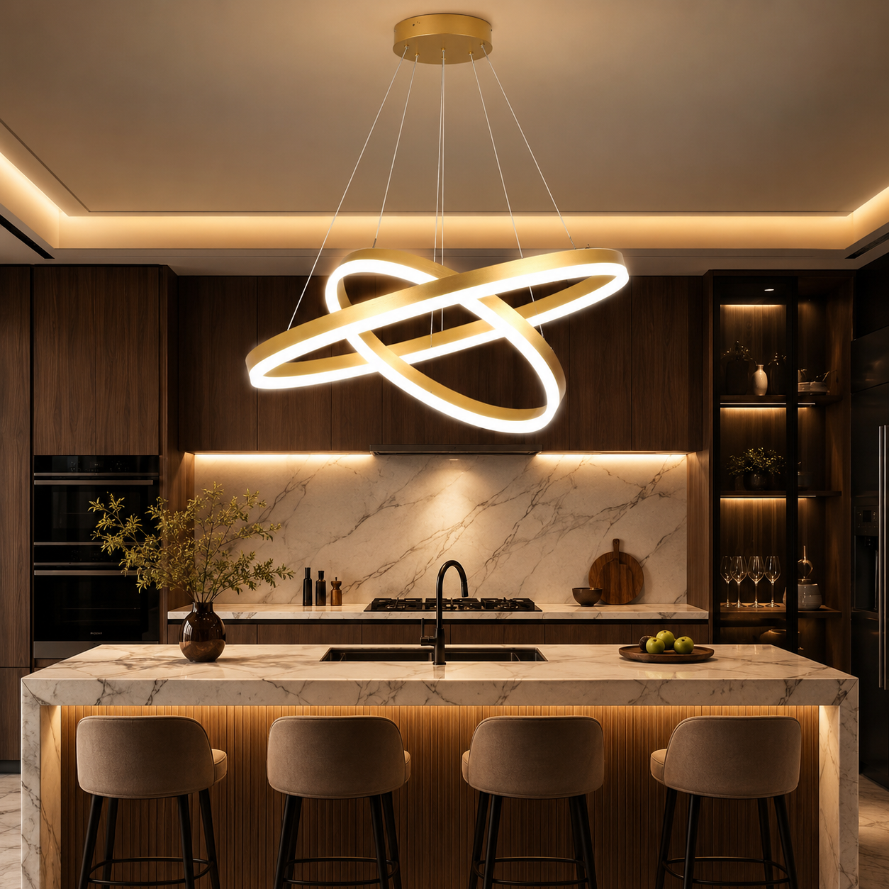 Lustra LED WONDERLAND Gold 2 Segmente Echivalent 400W Telecomanda