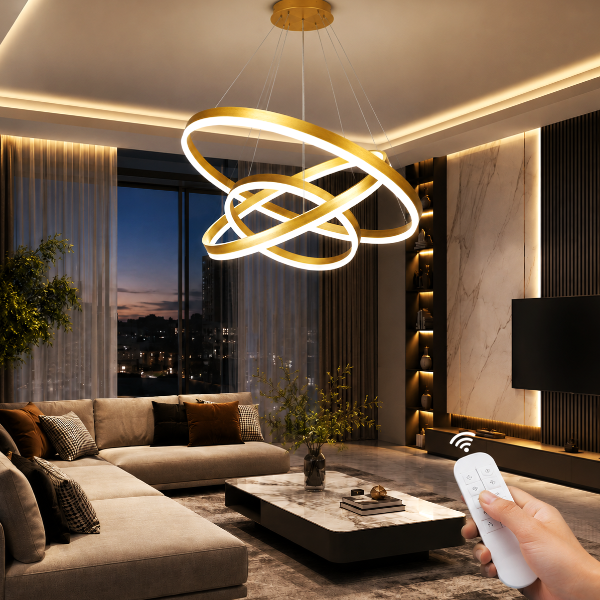 Lustra LED WONDERLAND Gold 3 Segmente Echivalent 600W Telecomanda