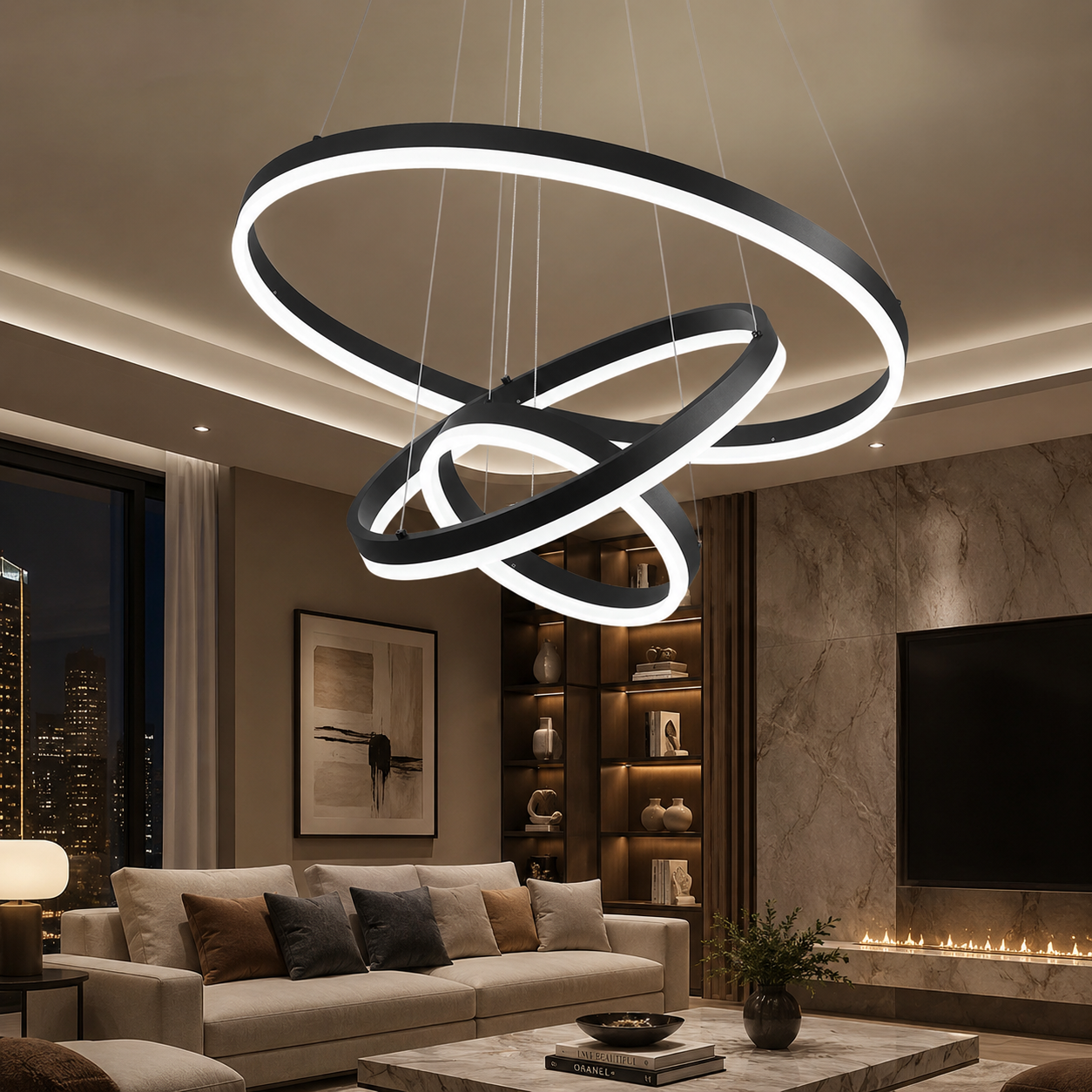 Lustra LED WONDERLAND Black 3 Segmente Echivalent 600W Telecomanda