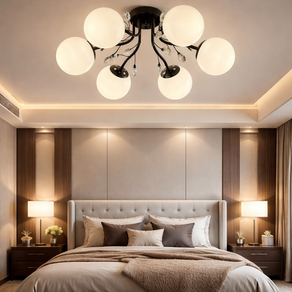 Lustra Abajur Mat Aplicata 6xE27 Black Glamour