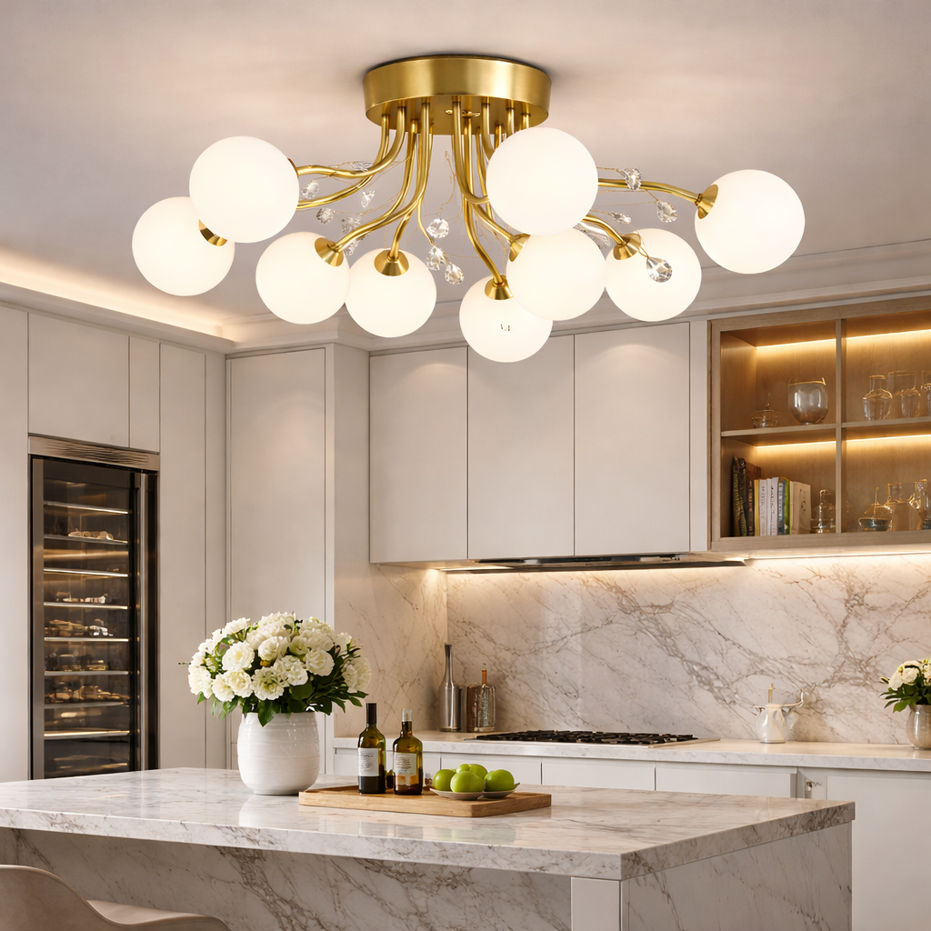 Lustra Abajur Mat Aplicata 9xE27 Gold Glamour