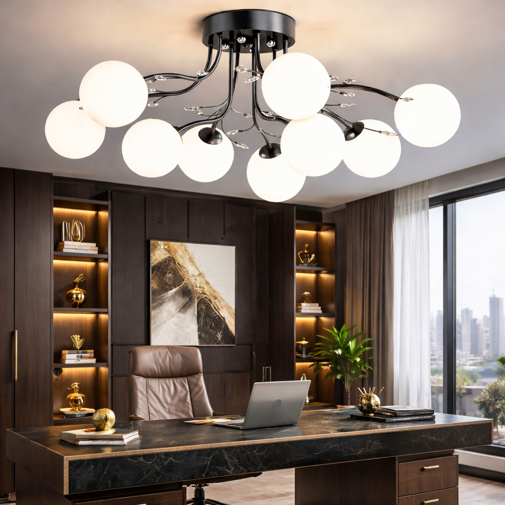 Lustra Abajur Mat Aplicata 9xE27 Black Glamour