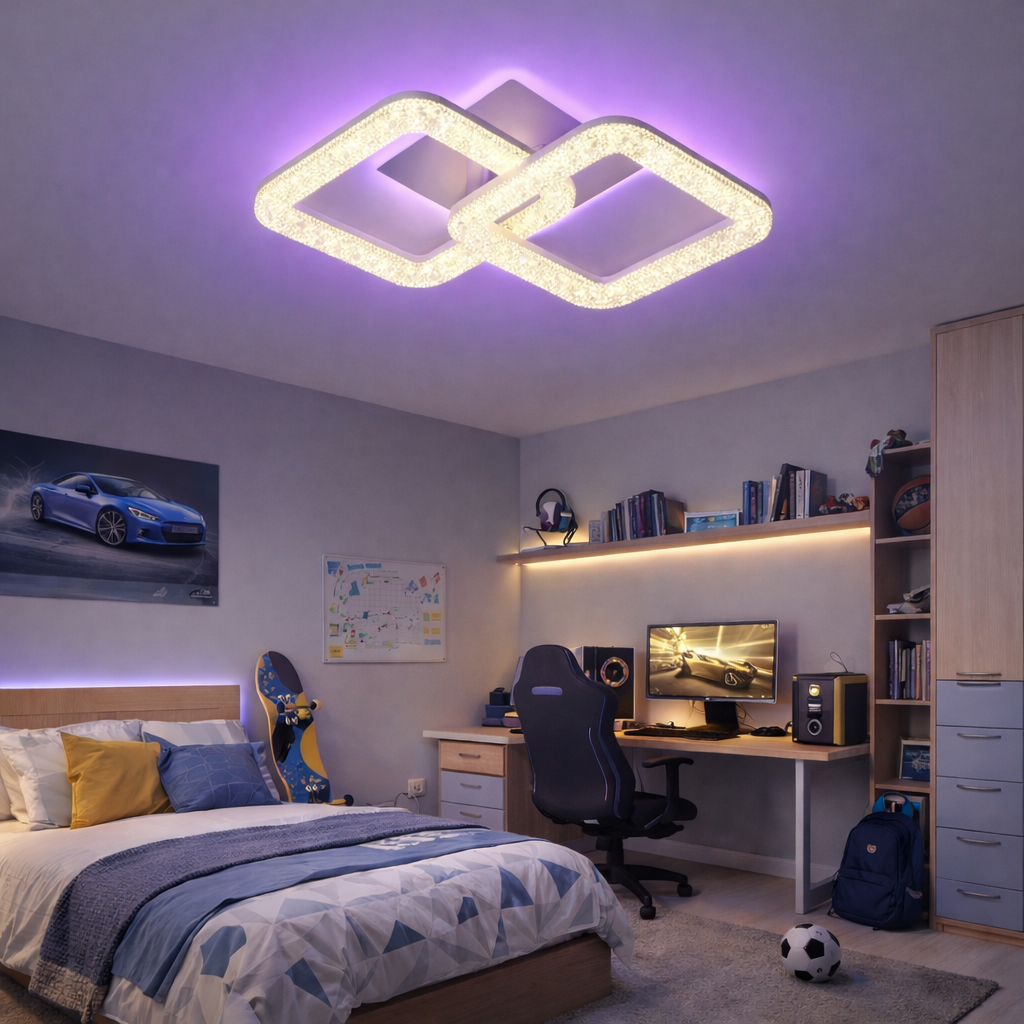 Lustra LED Sparkle 2 Squares RGB Echivalent 250W Telecomanda