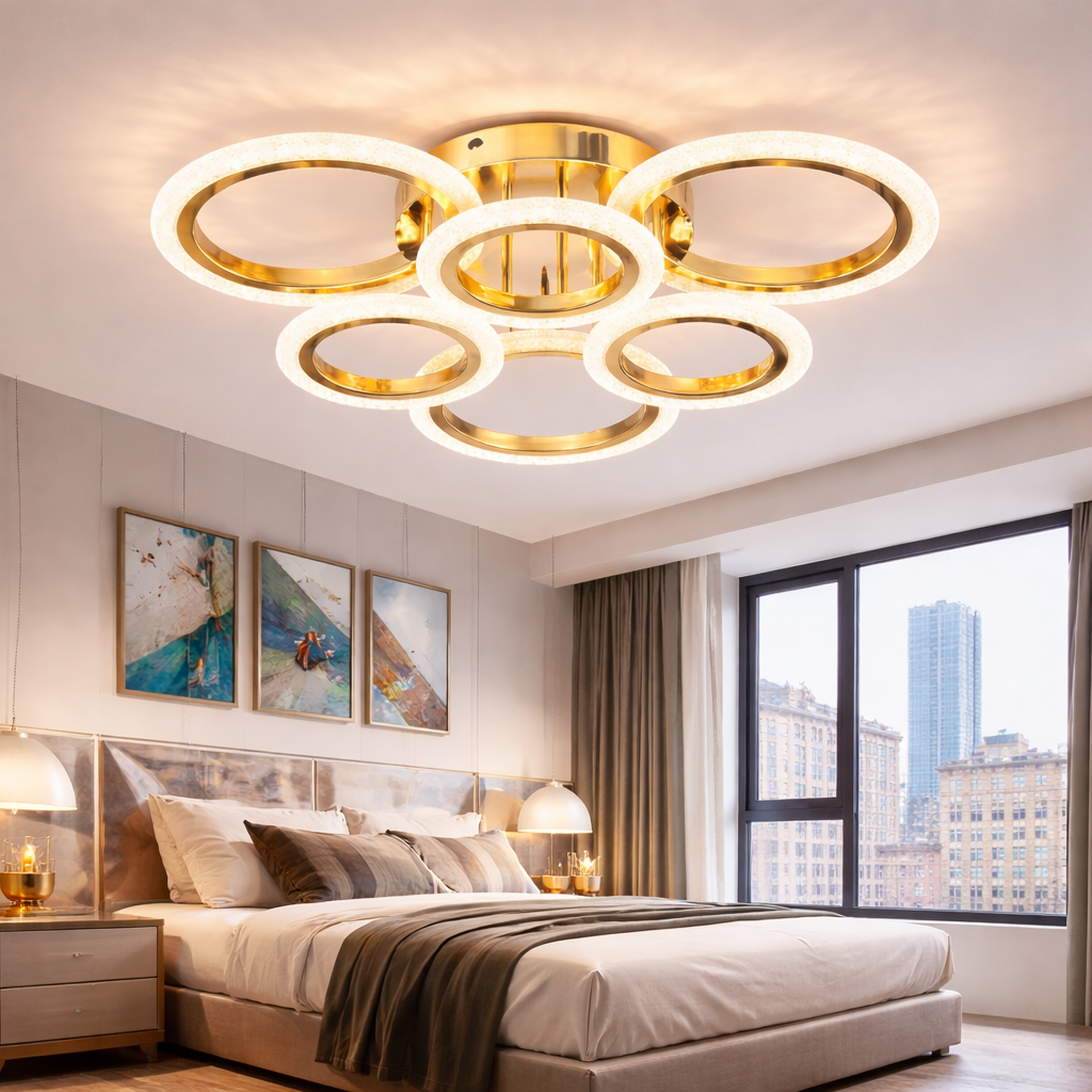 Lustra LED Brevia 3+3 OZN Circle Echivalent 600W Telecomanda