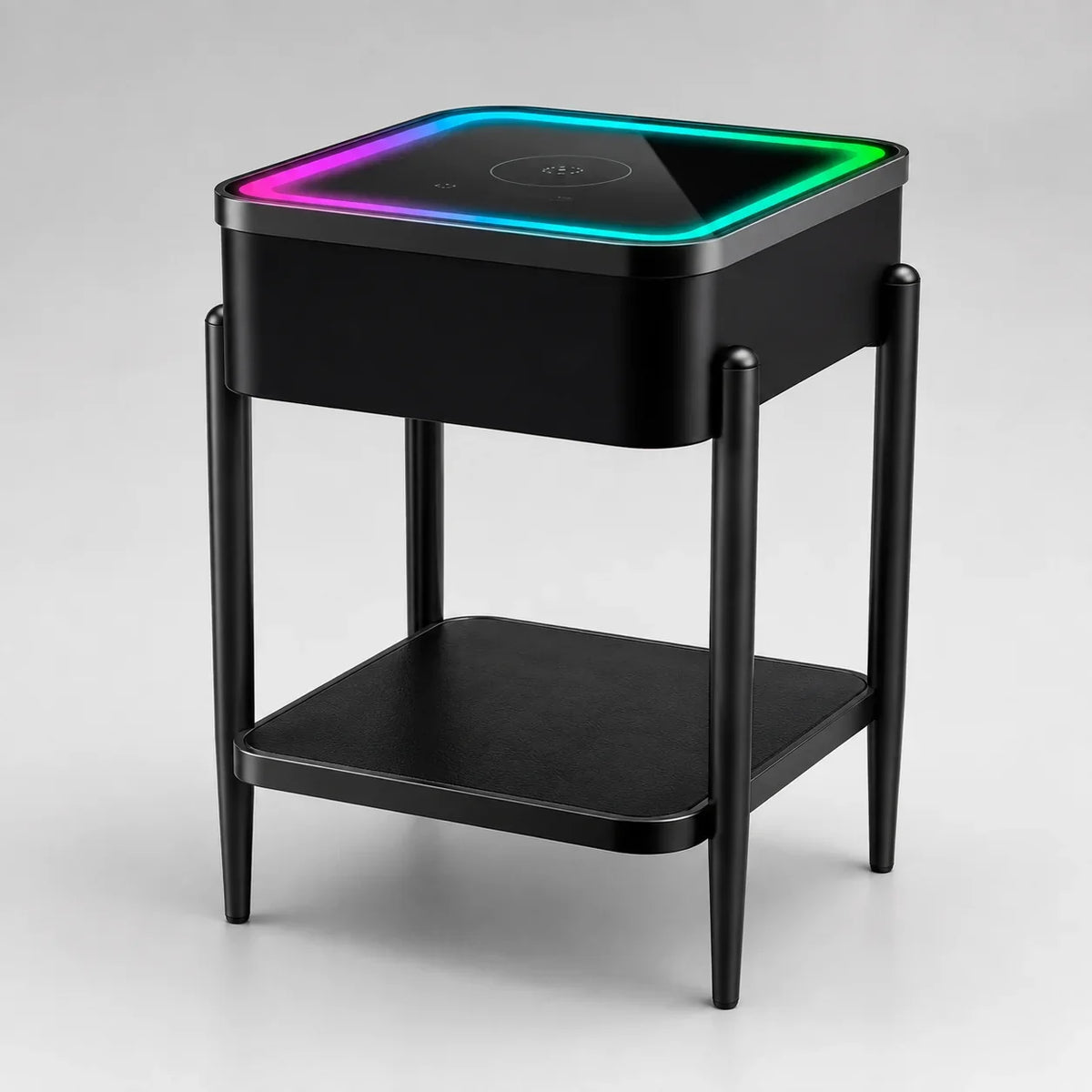 Masuta LED RGB SMART PREMIUM Patrata Incarcare Wireless | Boxa Bluetooth | USB | TWS | Control Touch