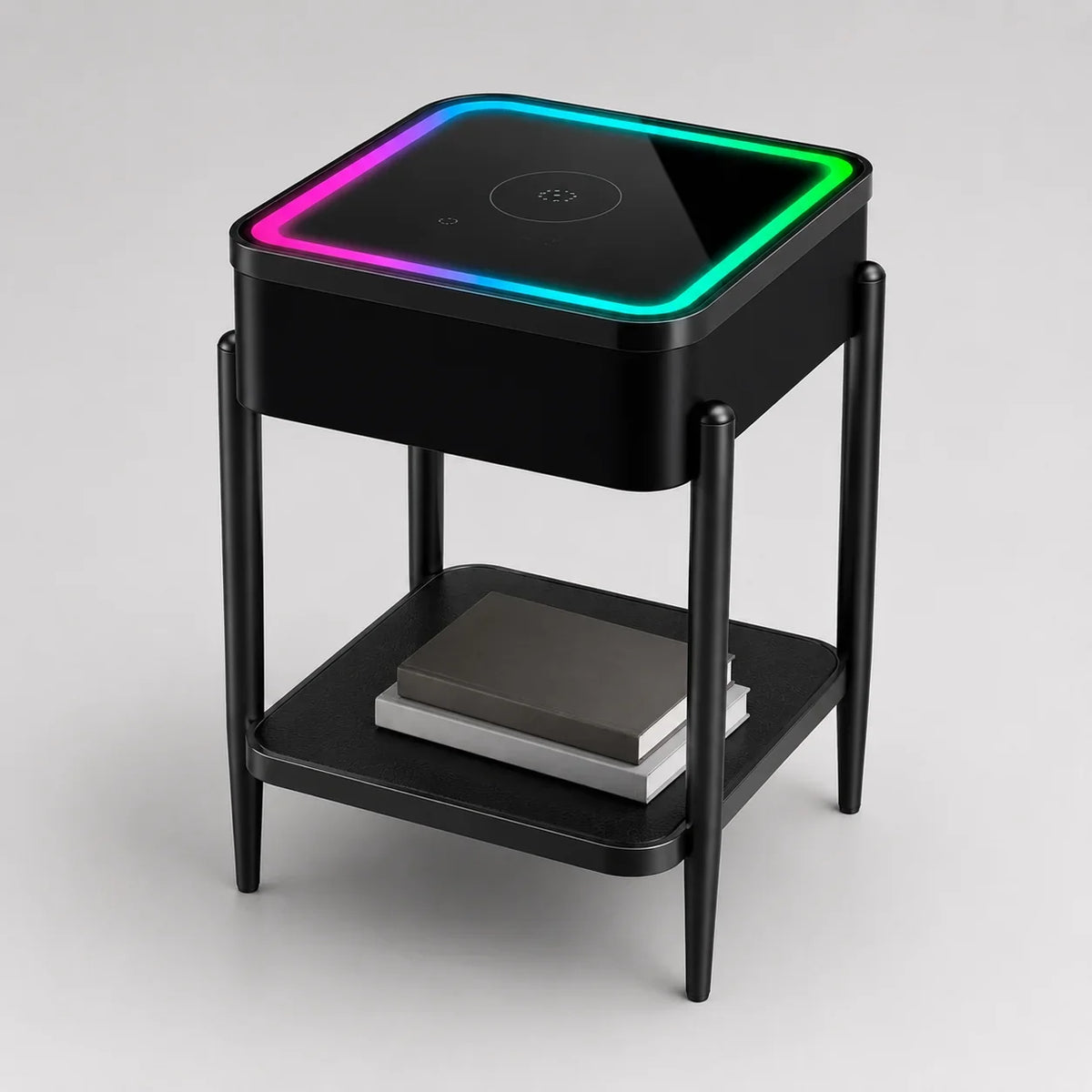 Masuta LED RGB SMART PREMIUM Patrata Incarcare Wireless | Boxa Bluetooth | USB | TWS | Control Touch