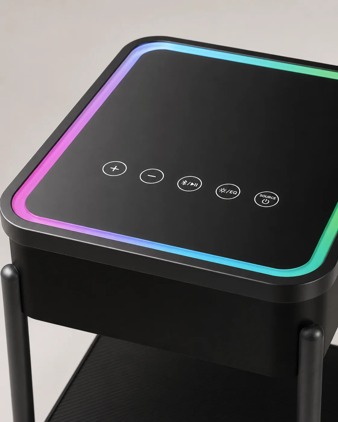 Masuta LED RGB SMART PREMIUM Patrata Incarcare Wireless | Boxa Bluetooth | USB | TWS | Control Touch