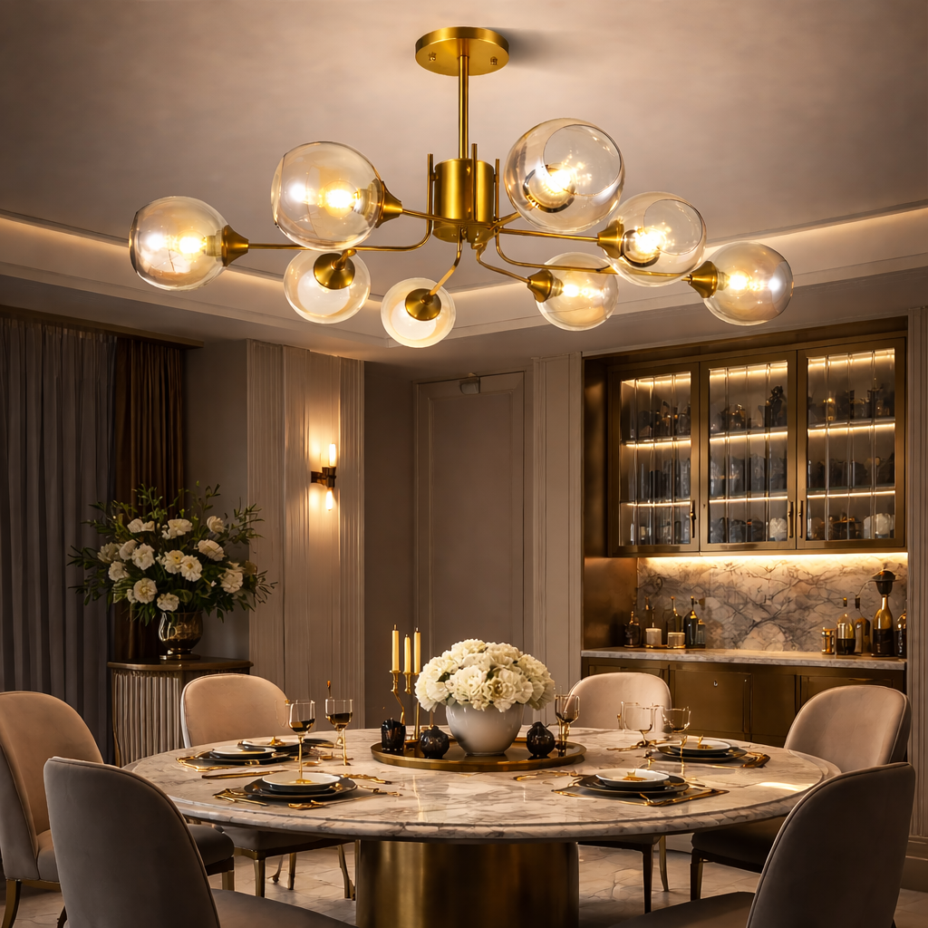 Lustra Abajur Transparent Orion GOLD 8xE27