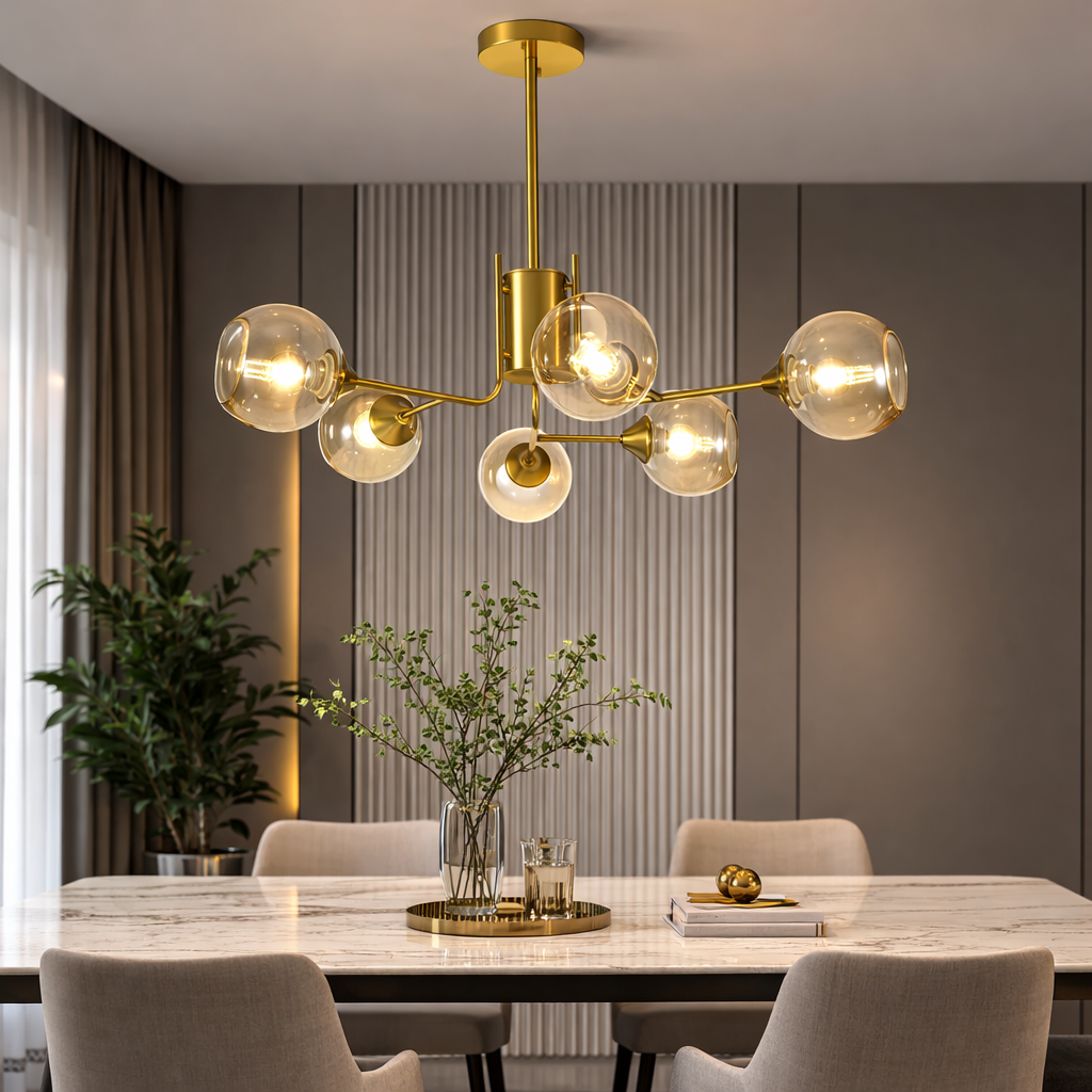 Lustra Abajur Transparent Orion GOLD 6xE27