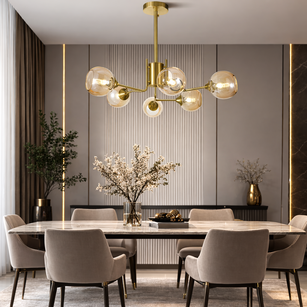 Lustra Abajur Transparent Orion GOLD 6xE27
