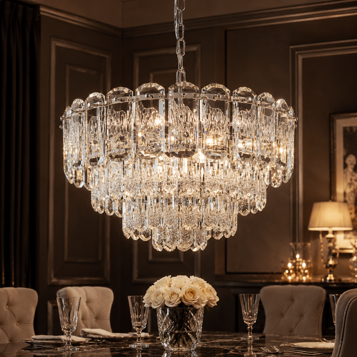Candelabru CELESTE Crom Cristal 10xE14 480mm Clasic Elegance