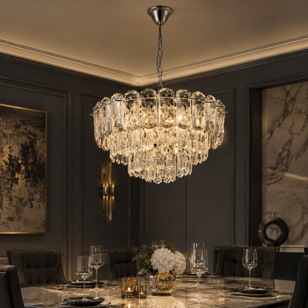 Candelabru CELESTE Crom Cristal 10xE14 480mm Clasic Elegance