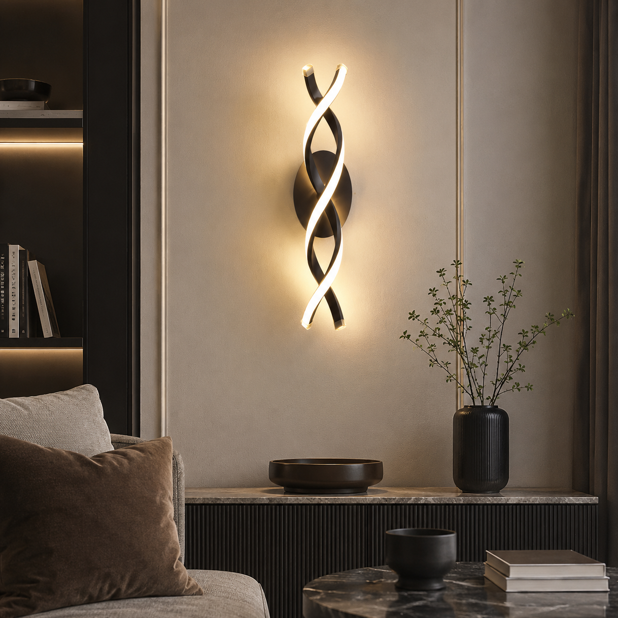 Aplica LED SPIRAL Black 3 Functii 43cm Echivalent 200W