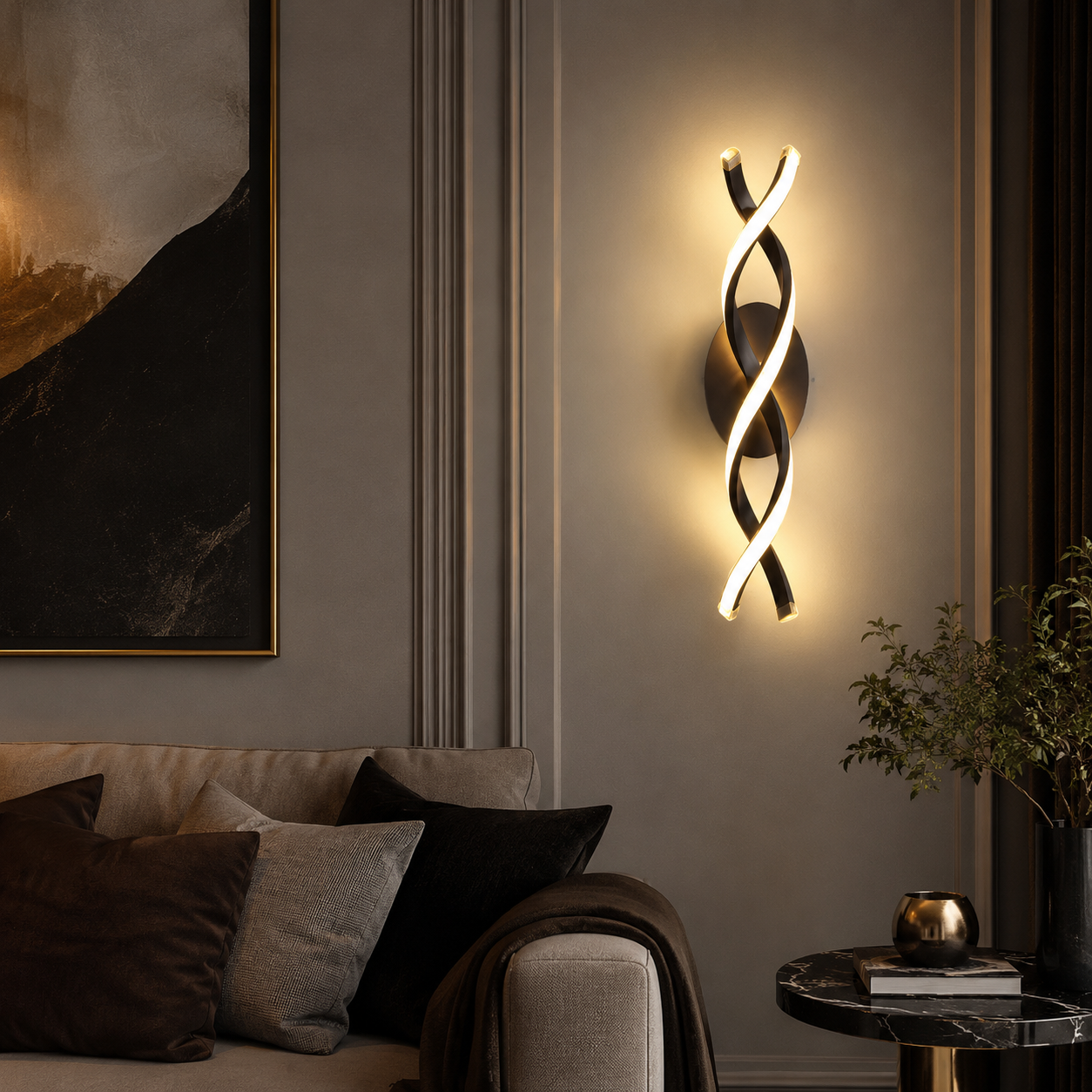 Aplica LED SPIRAL Black 3 Functii 43cm Echivalent 200W