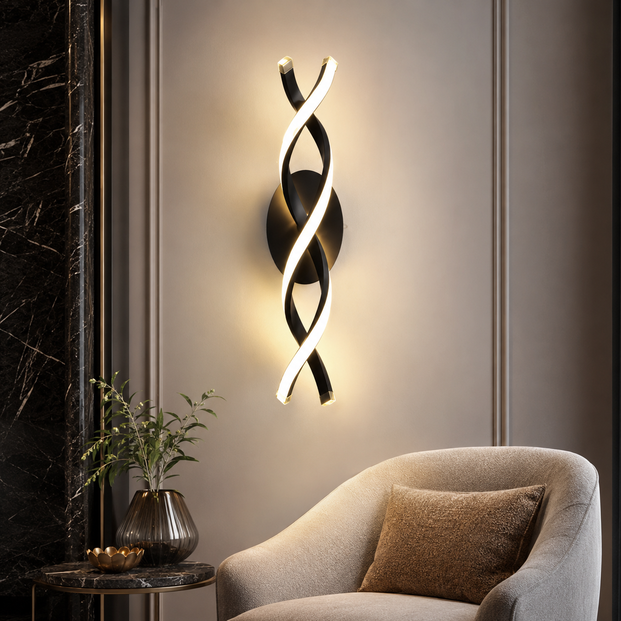 Aplica LED SPIRAL Black 3 Functii 43cm Echivalent 200W