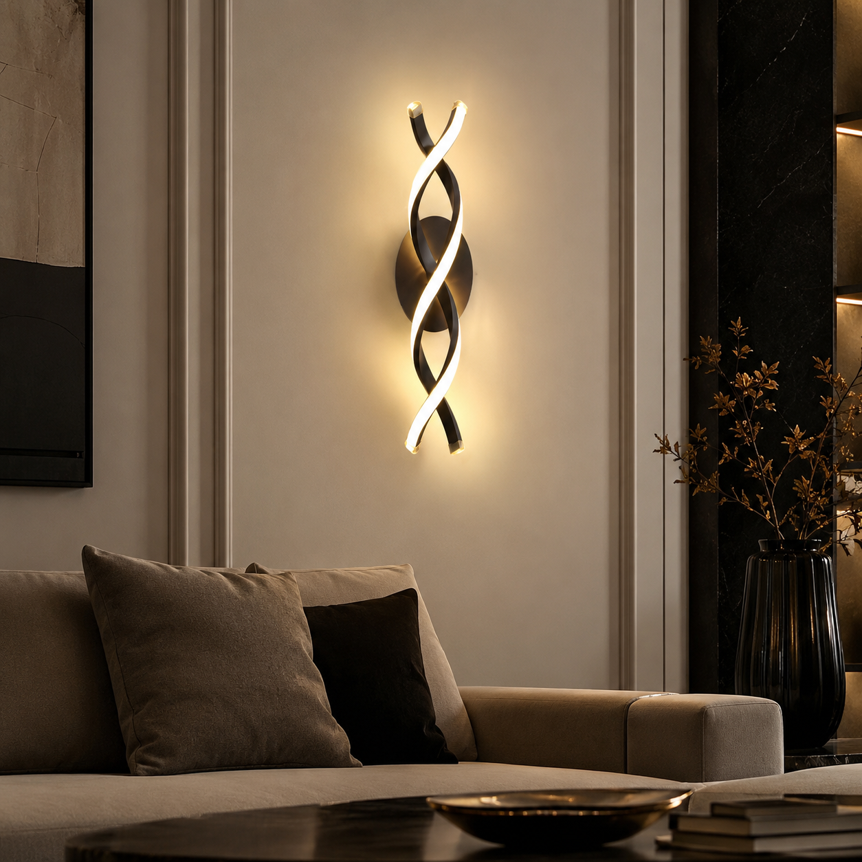 Aplica LED SPIRAL Black 3 Functii 43cm Echivalent 200W