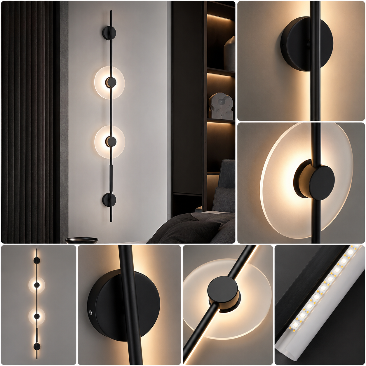 Aplica LED HALO DUO Black 3 Lumini 103CM Echivalent 50W