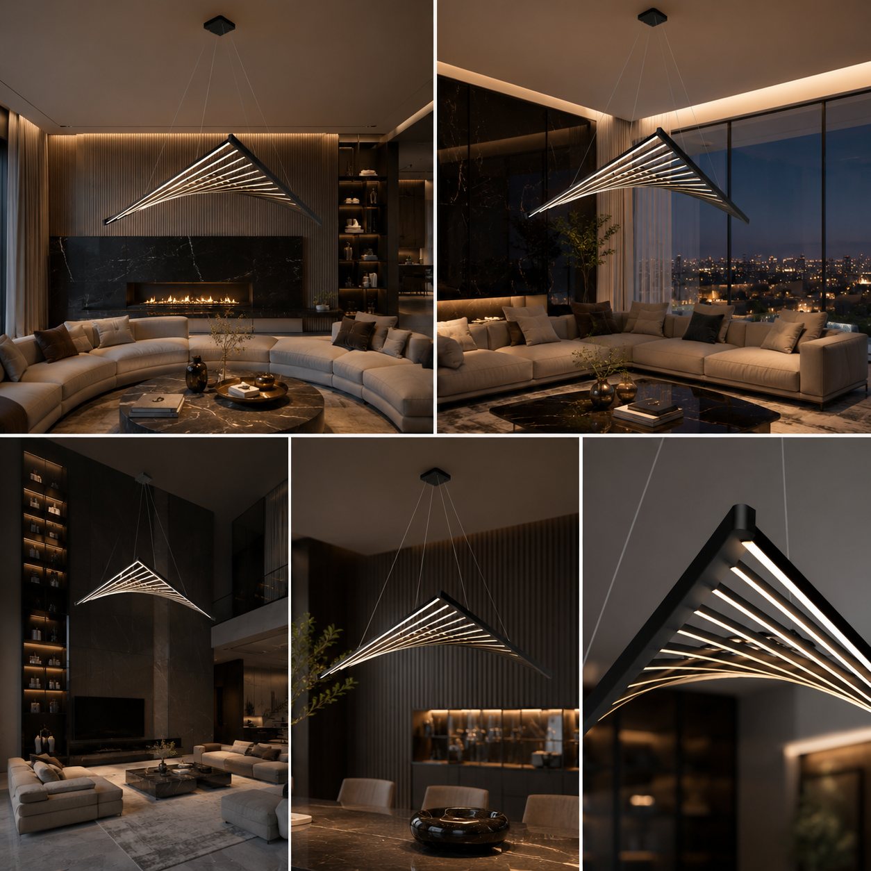 Lustra LED Suspedanta Unique FLUCTUS Black Echivalent 550W