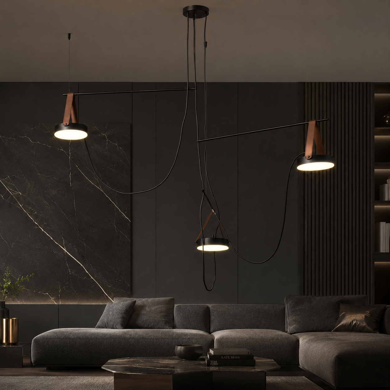 Lustra LED Unique SPECTRUM Black Suspendata Echivalent 300W