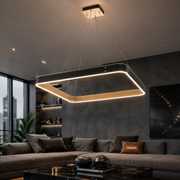 Lustra LED Suspendata LEATHER Unique. Square Black Echivalent 200W