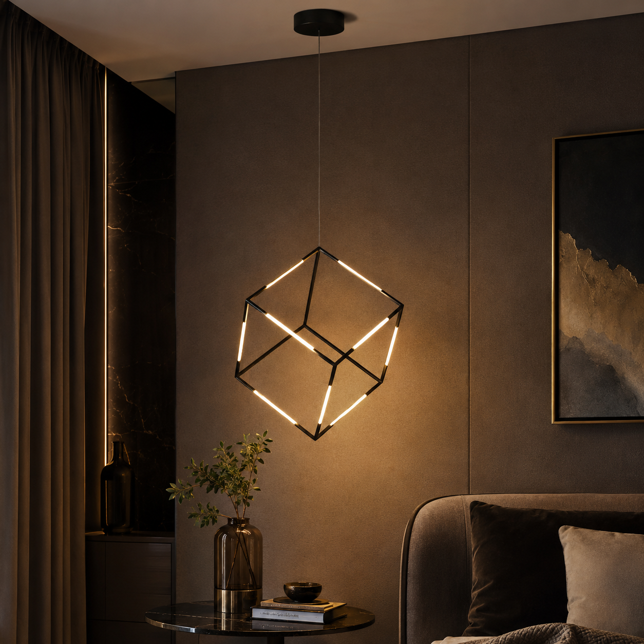 Pendul LED DICE Unique 48W Black Echivalent 150W