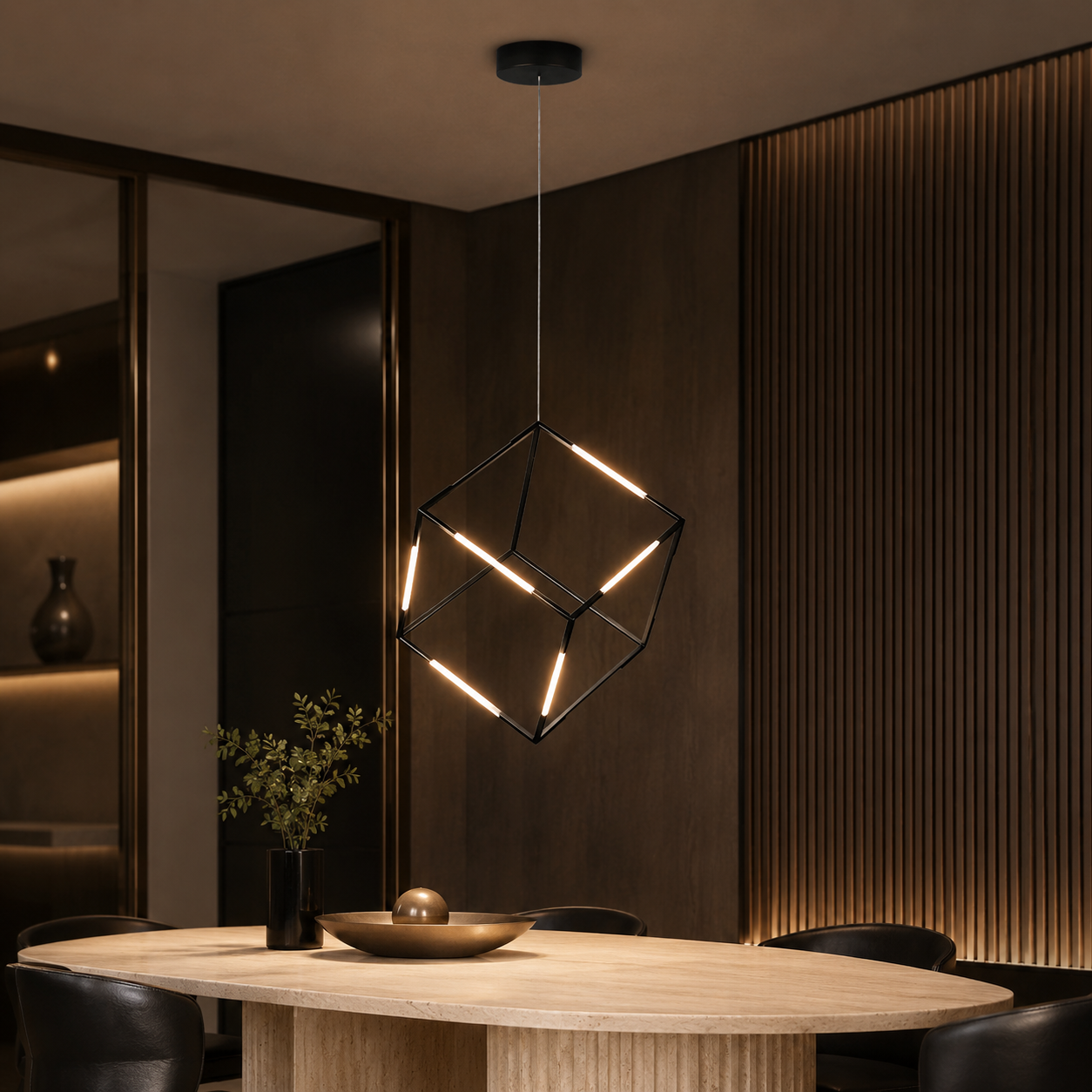 Pendul LED DICE Unique 48W Black Echivalent 150W