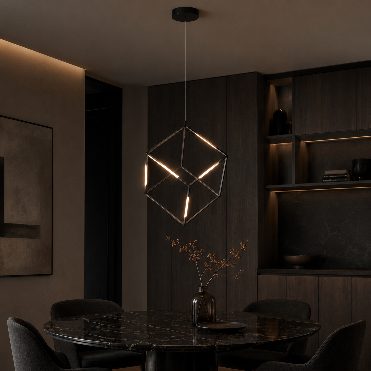 Pendul LED DICE Unique 48W Black Echivalent 150W
