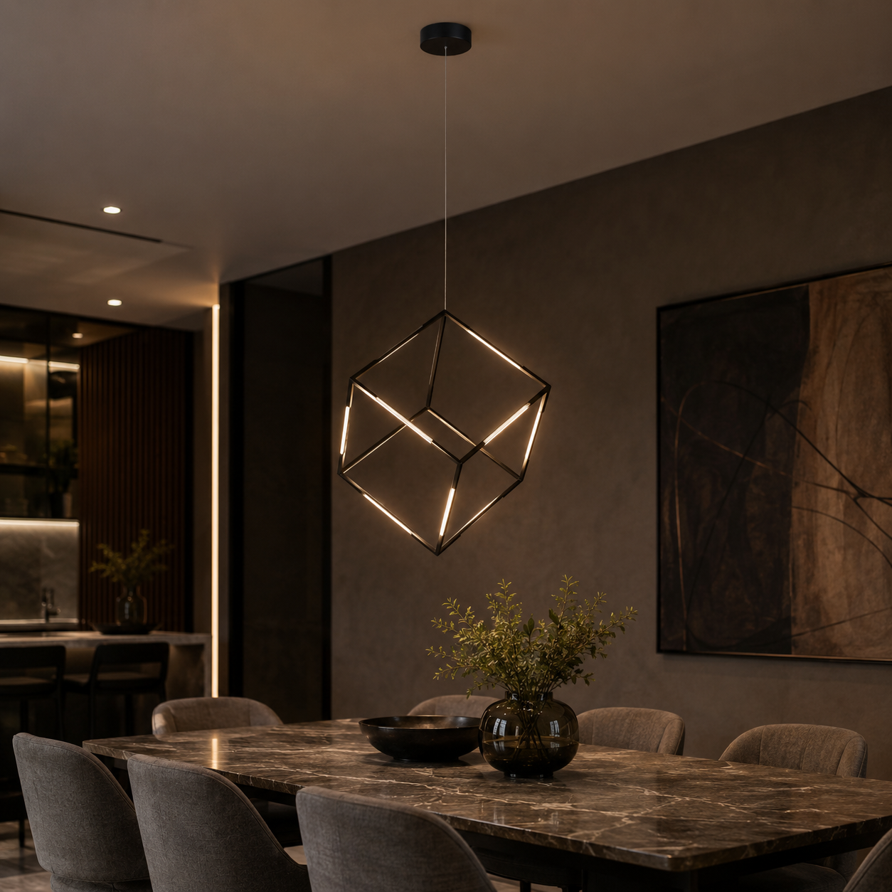 Pendul LED DICE Unique 48W Black Echivalent 150W