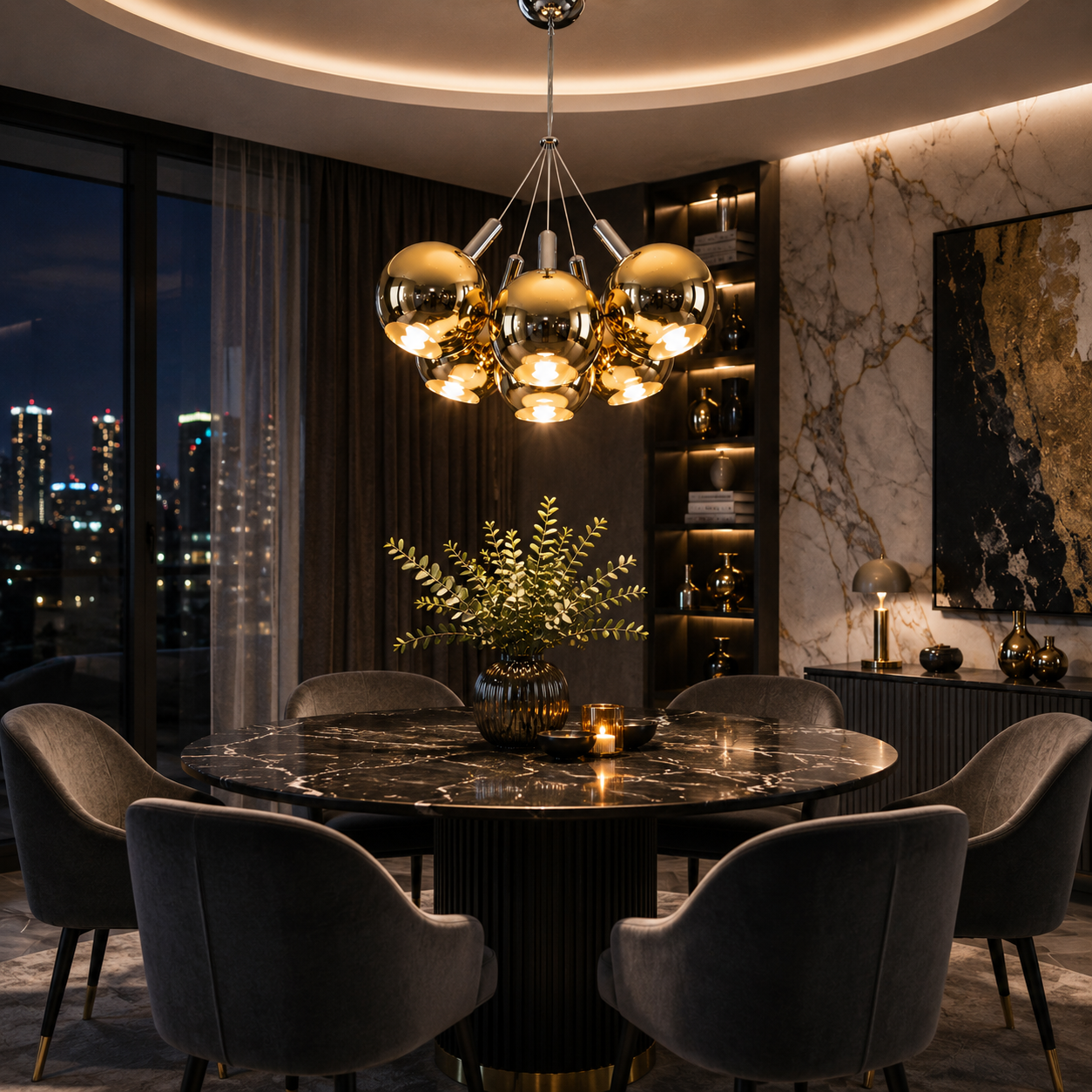 Lustra LED BALLS Unique Gold&Chrome Echivalent 200W