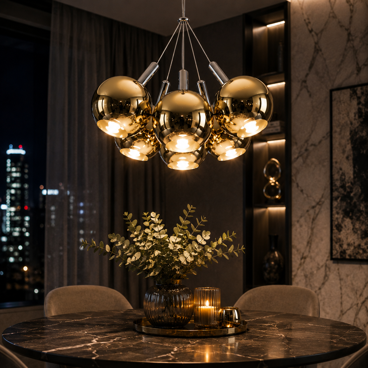 Lustra LED BALLS Unique Gold&Chrome Echivalent 200W