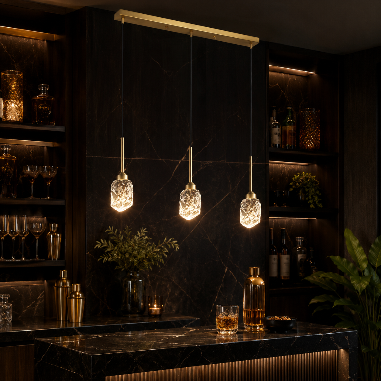 Lustra LED Suspendata Liniara 55CM ICEBORNE 3 Elemente Echivalent 150W