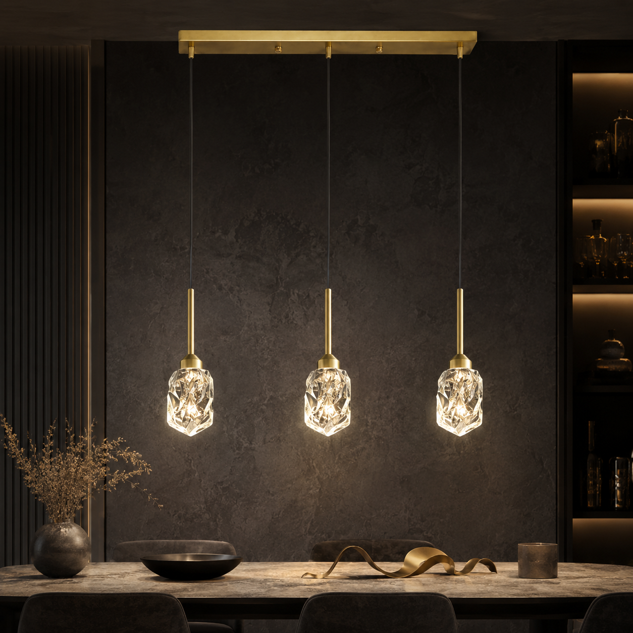 Lustra LED Suspendata Liniara 55CM ICEBORNE 3 Elemente Echivalent 150W
