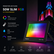 Proiector LED FLOOD Black 50W RGB IP65, Dimabil cu Telecomanda