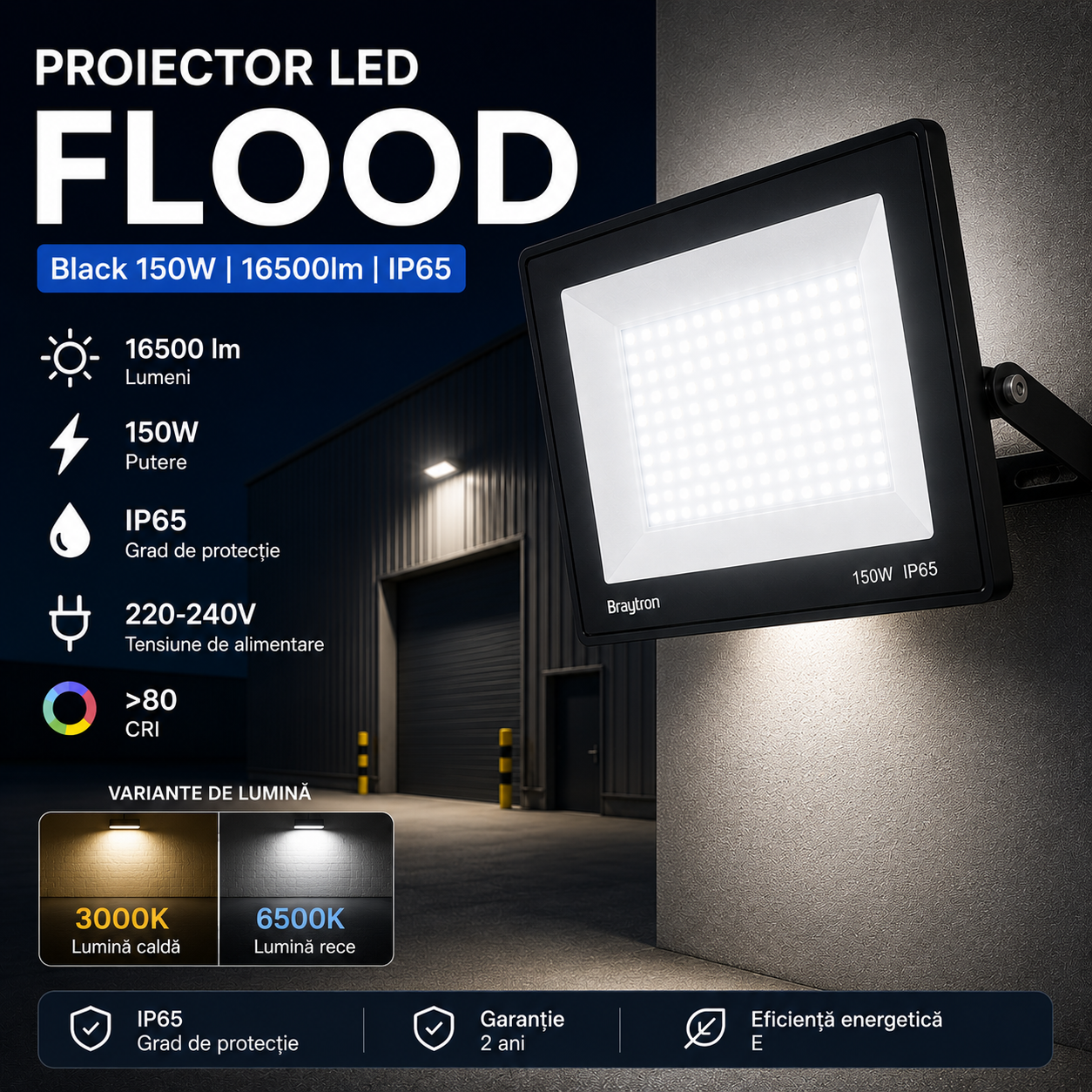 Proiector LED FLOOD Black 150W 16500lm IP65