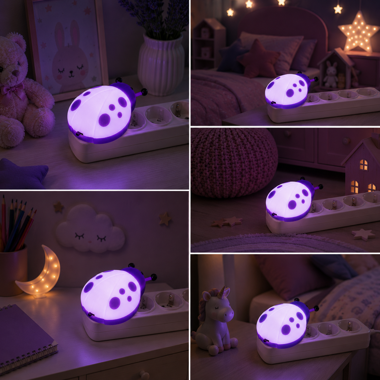 Lampa de veghe LED LADYBUG 0.4W Purple