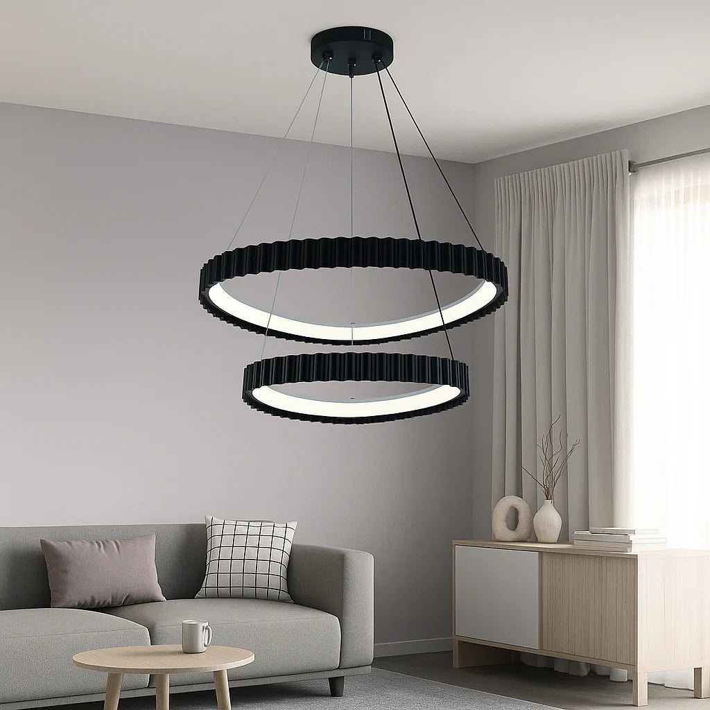 Lustra LED Suspendata 132W PALLADIO 2 Segmente Black Echivalent 700W