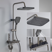 Coloana de Dus 4 Functii 1807 Gri Antracit cu Polita din Sticla