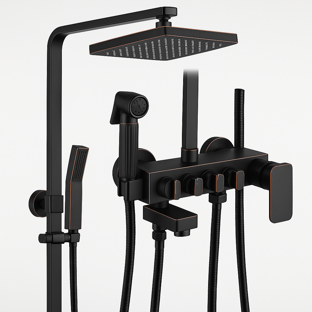 Coloana de Dus Negru Antichizat 1736 4 Functii din Alama Sanitara