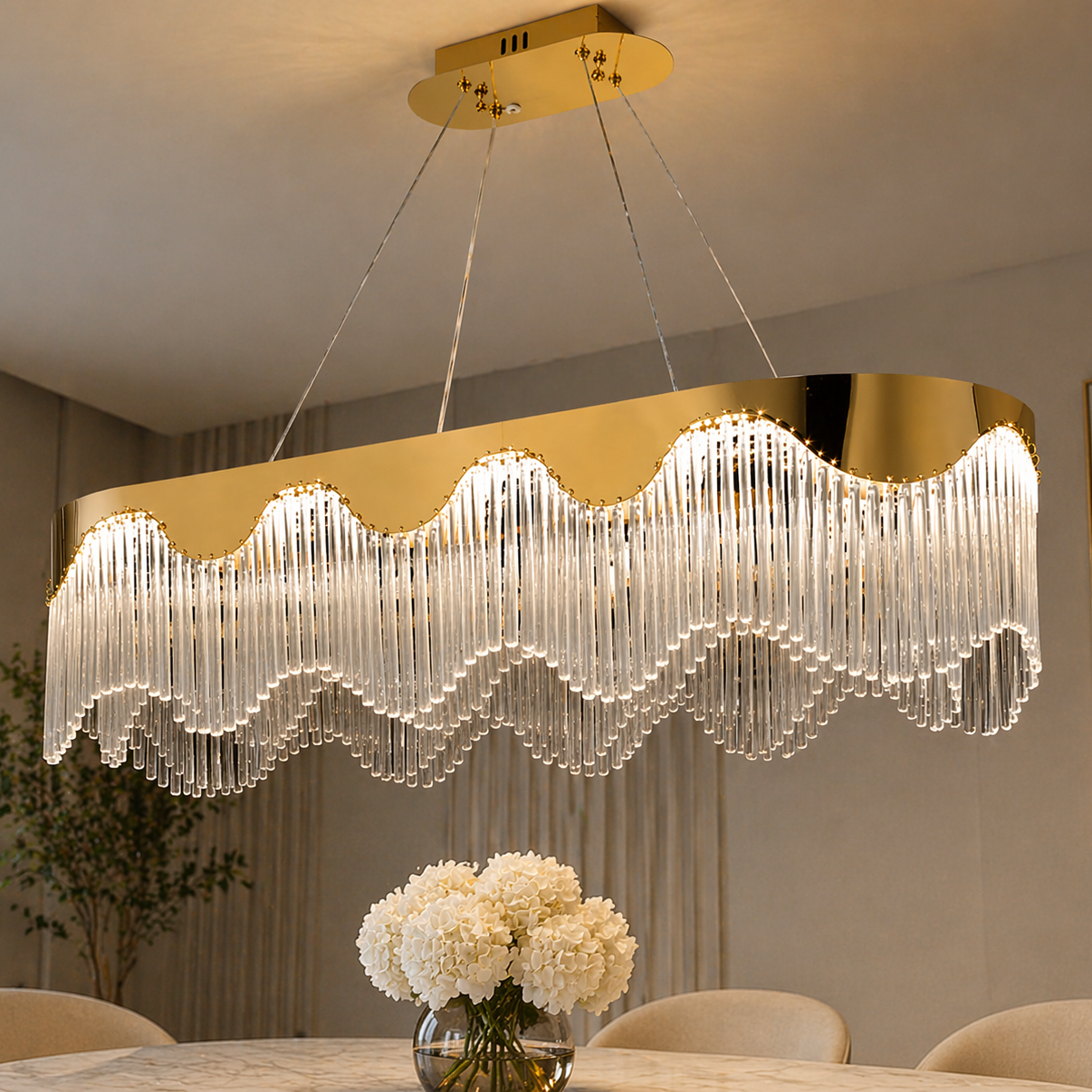 Lustra LED Suspendata Pulse Gold 800x350mm Echivalent 800W Telecomanda