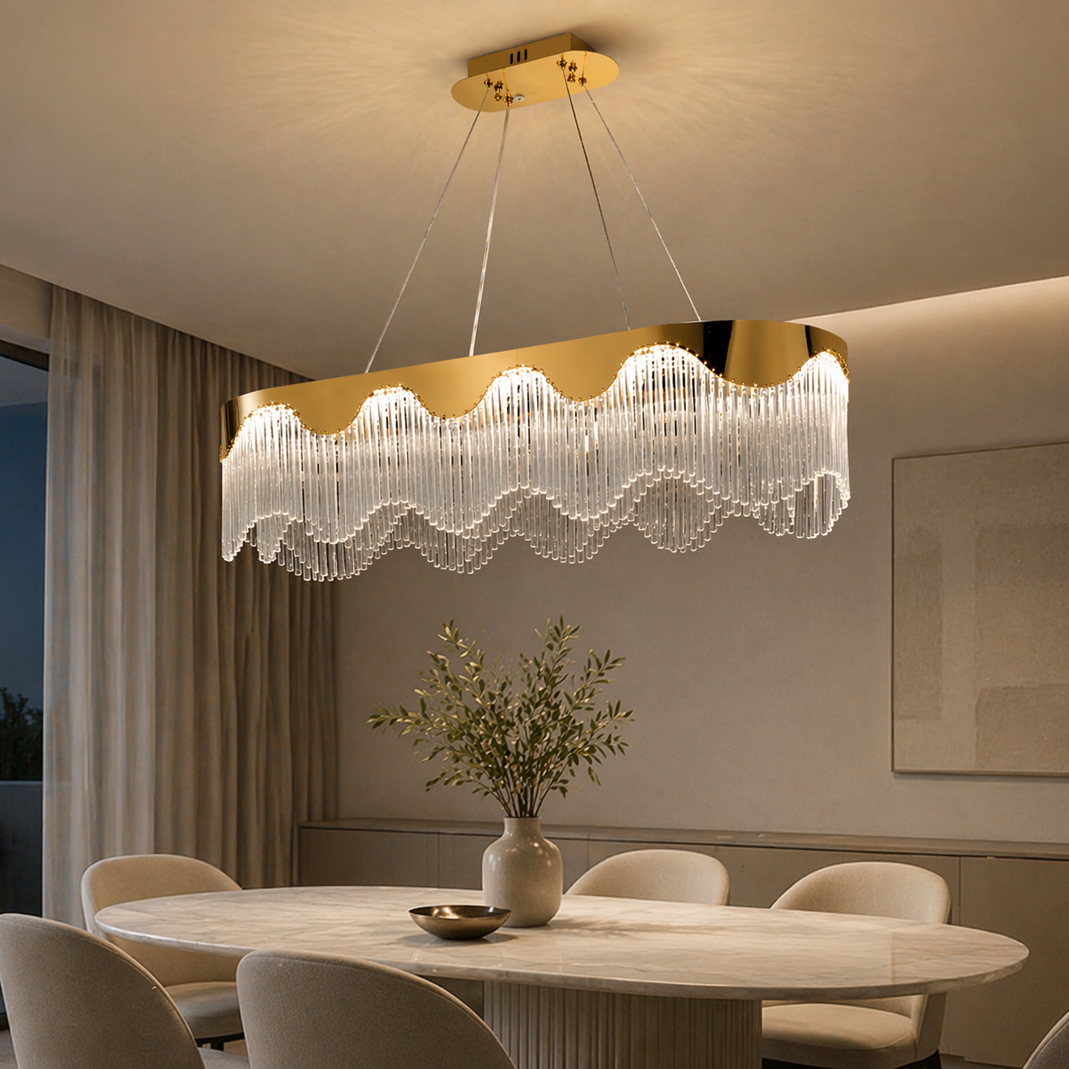 Lustra LED Suspendata Pulse Gold 800x350mm Echivalent 800W Telecomanda