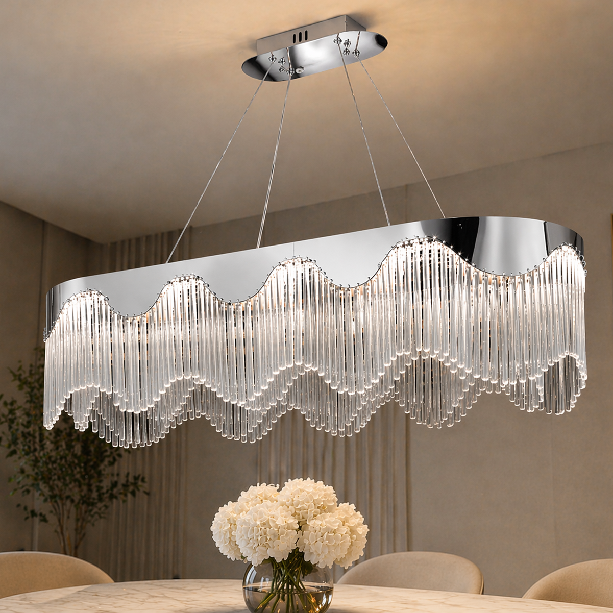 Lustra LED Suspendata Pulse Chrome 800x350mm Echivalent 800W