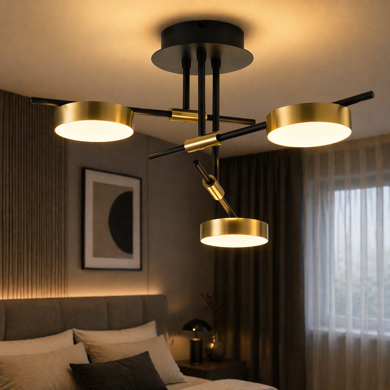 Lustra LED Kara Gold & Black Lumina Calda Echivalent 200W