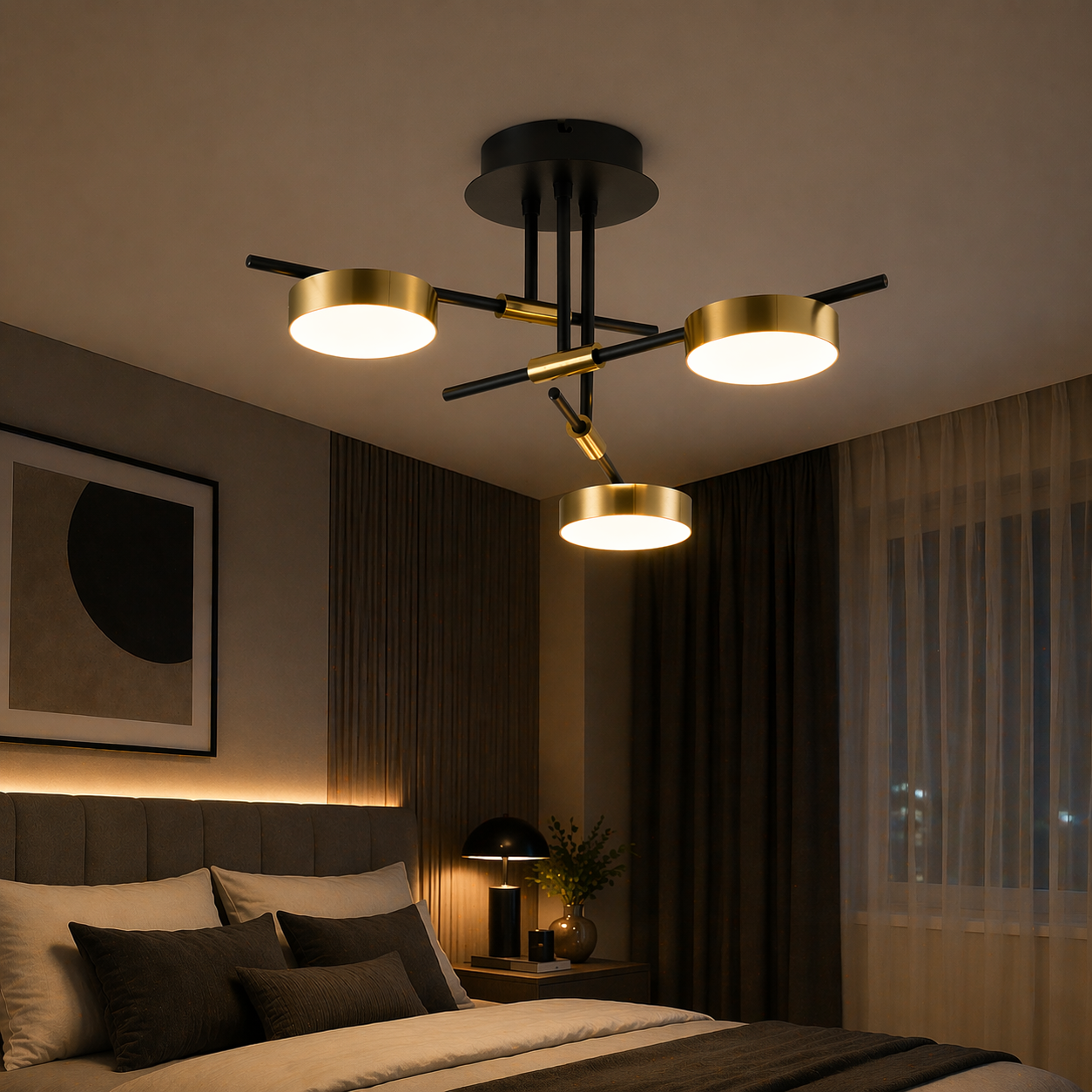 Lustra LED Kara Gold & Black Lumina Calda Echivalent 200W