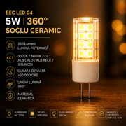Bec LED G4 5W 220V Ceramica