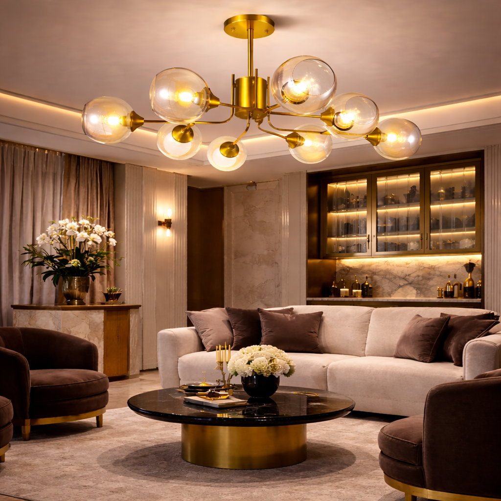 Lustra Abajur Transparent Orion GOLD 8xE27