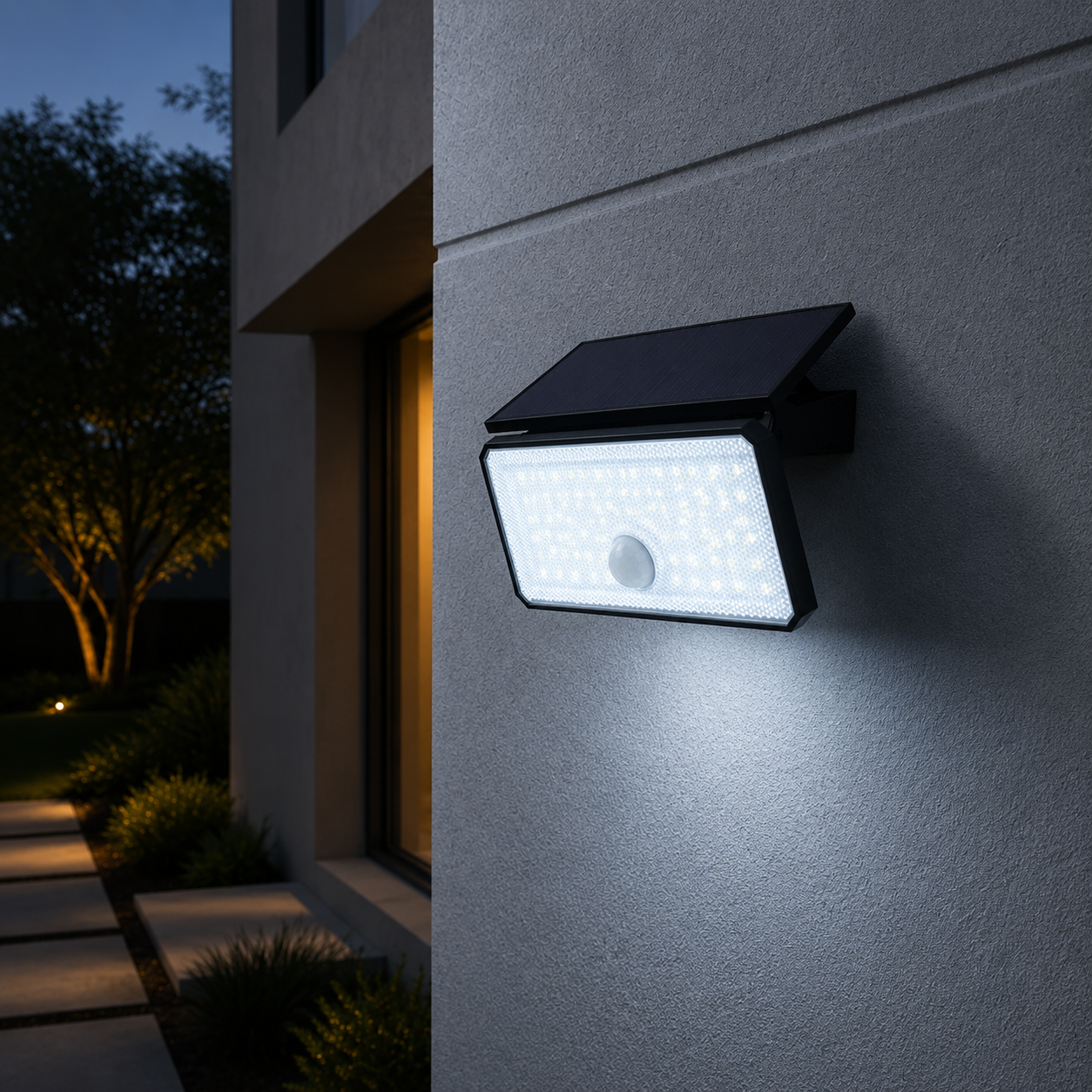 Aplica LED Solara Sunwave Exterior Neagra cu Senzor