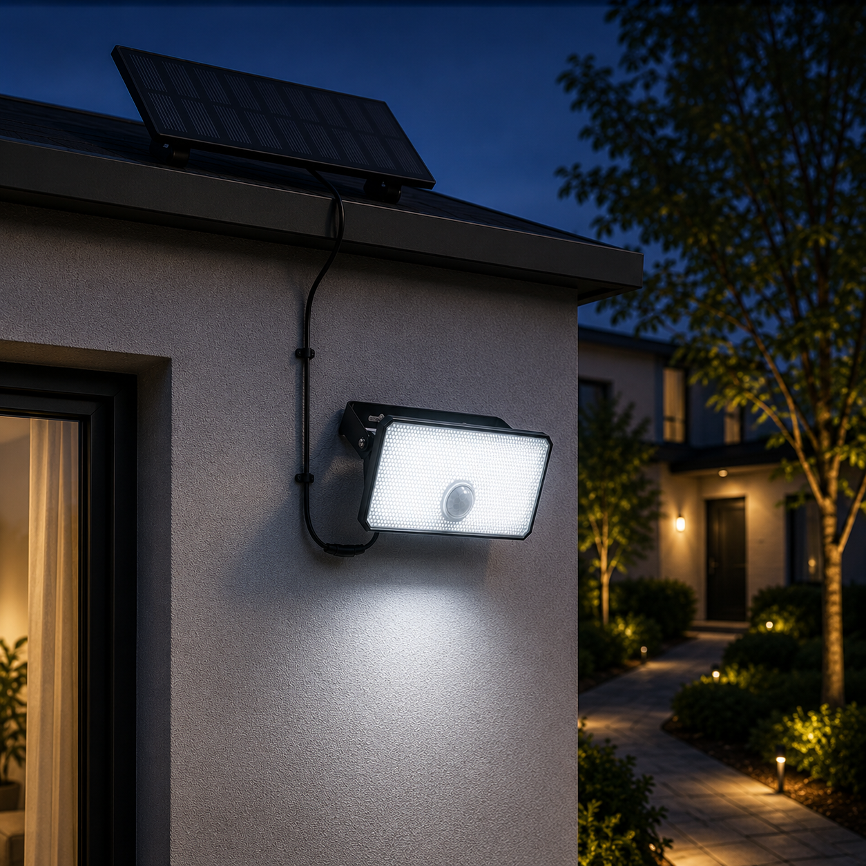 Aplica LED Solara Sunwave II Exterior Neagra cu Senzor