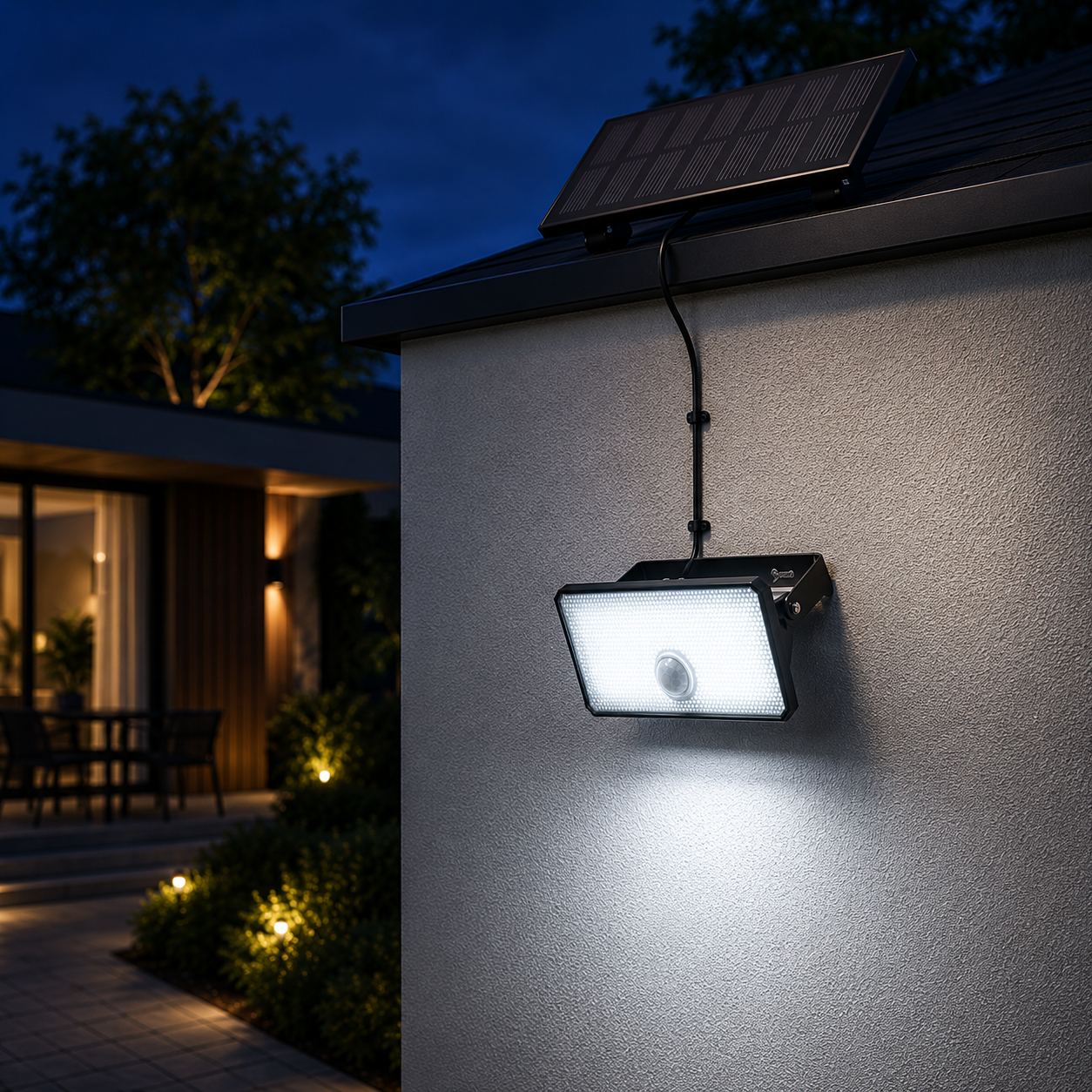 Aplica LED Solara Sunwave II Exterior Neagra cu Senzor