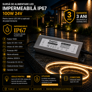Sursa de Alimentare LED Impermeabila IP67 100W 24V